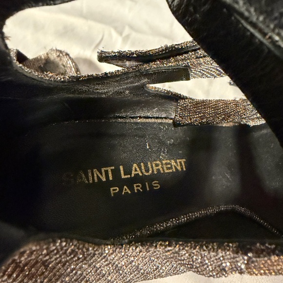 Saint Laurent Paris Women’s High Heels Disco Sparkle Silver / Gold Size 36 - Picture 11 of 12